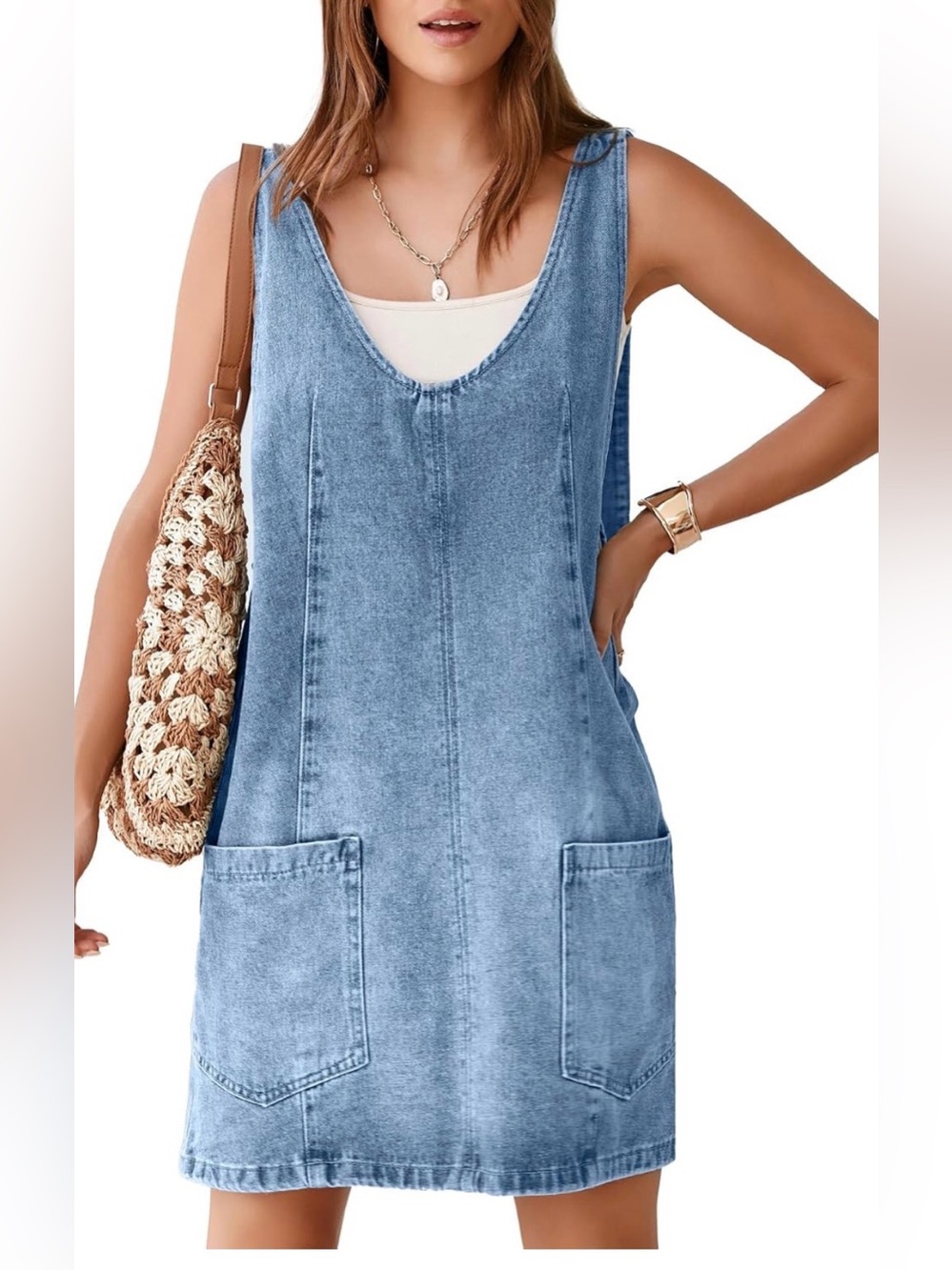 Denim V Neck Dress